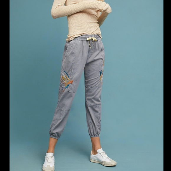 Anthropologie Pants - Anthropologie embroidered jogger pants
